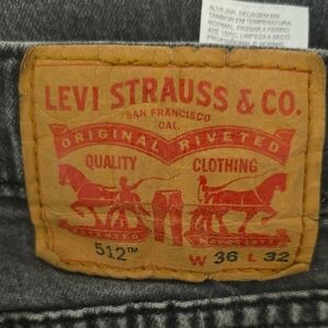 Levi's Gray Jeans with Tan Leather Patch and Red Logo